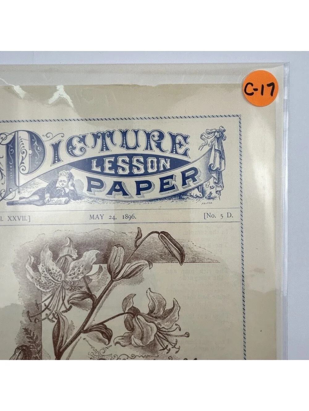 Antique 1896 Picture Lesson Paper Hunt Eaton Methodist Sunday School Art     C17